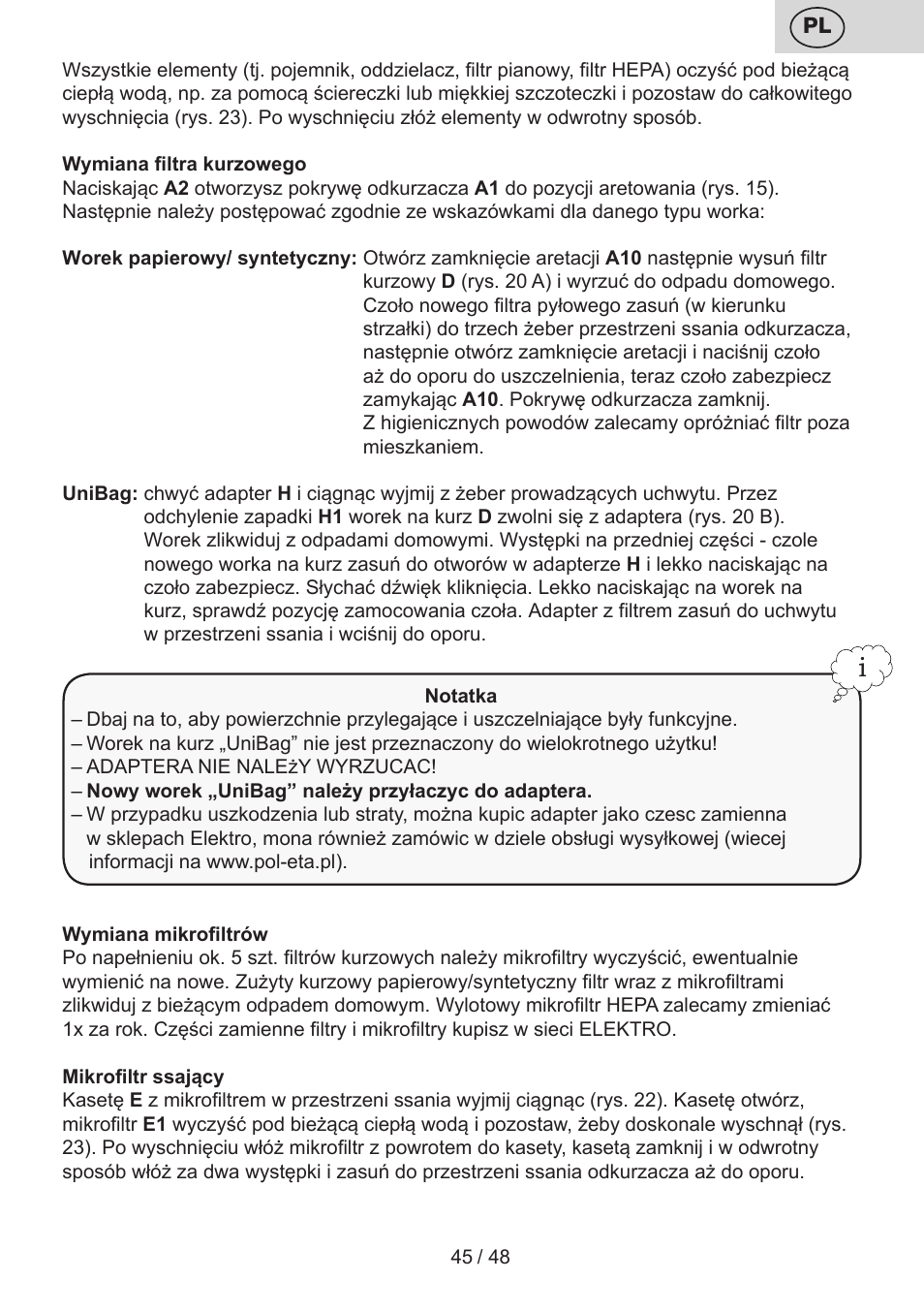 ETA Dualic II User Manual | Page 45 / 52