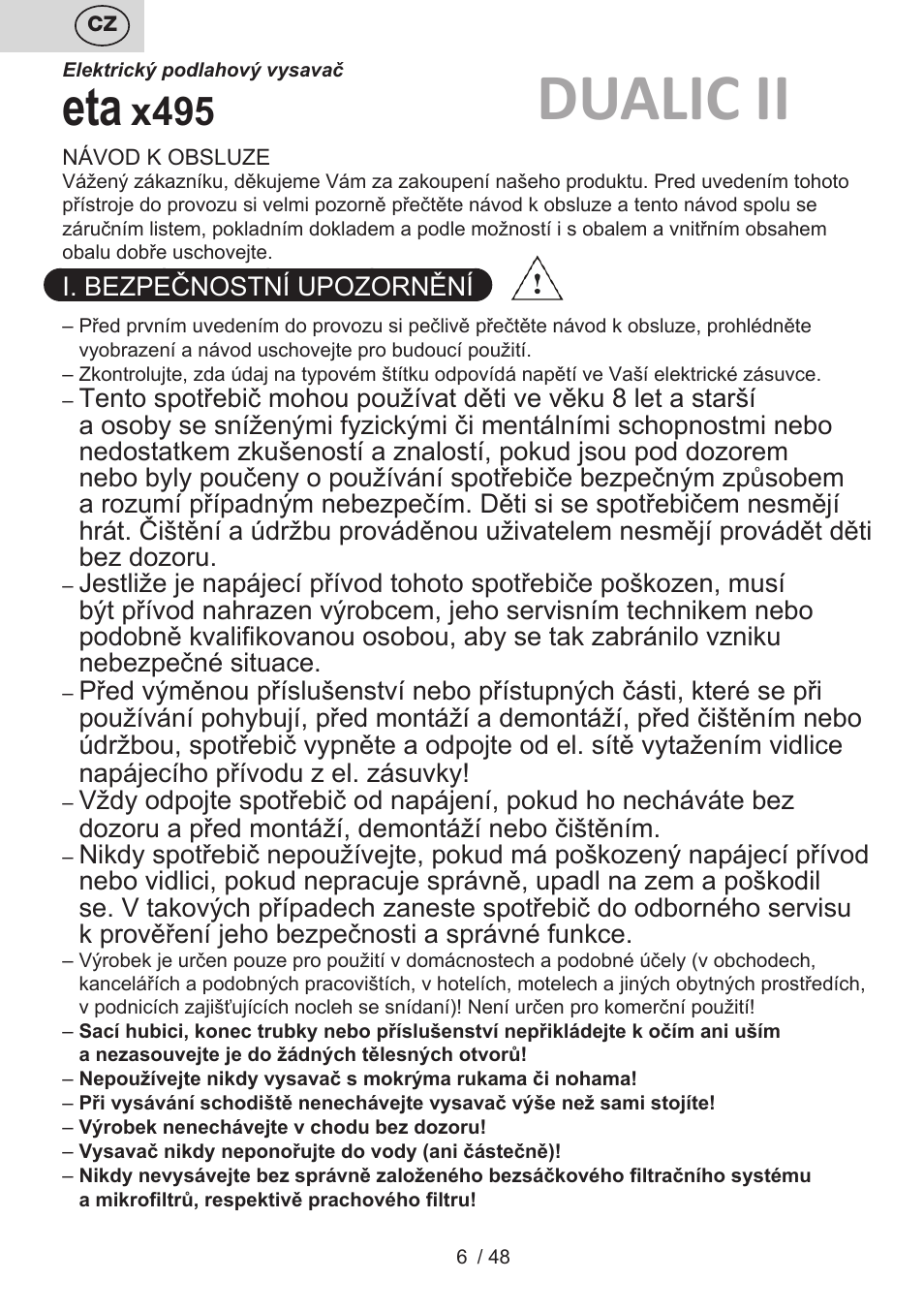Dualic ii, X495 | ETA Dualic II User Manual | Page 6 / 52