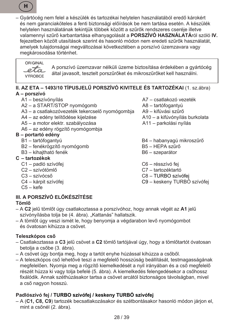 ETA Andare Animal User Manual | Page 28 / 44