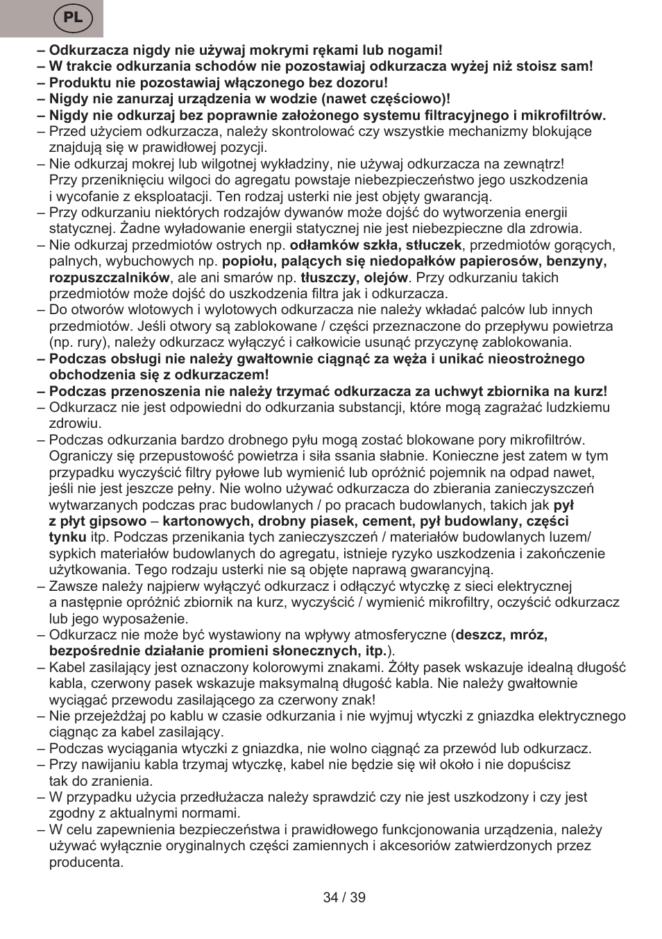 ETA Andare Animal User Manual | Page 34 / 44