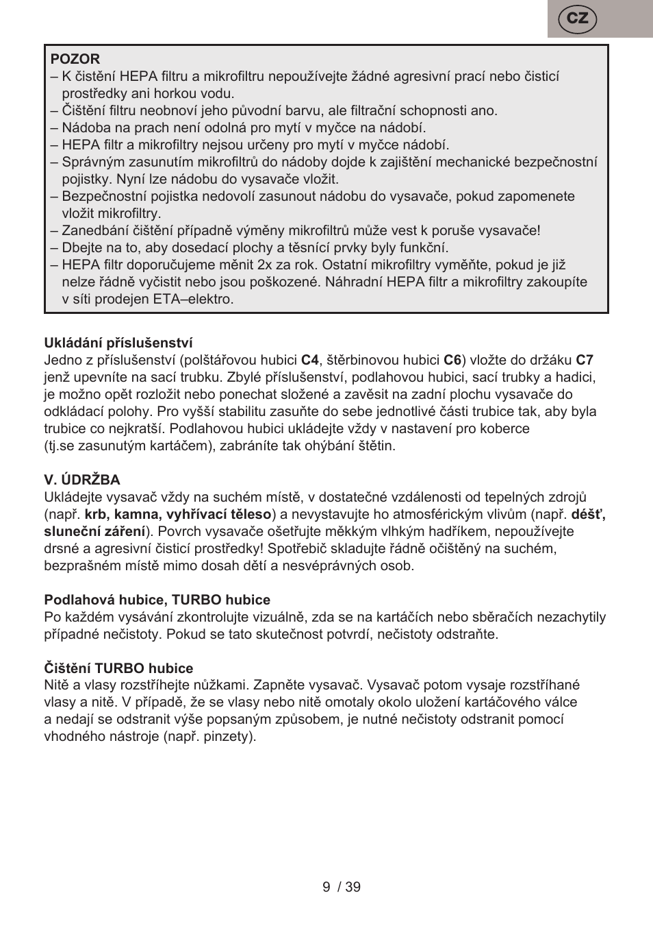 ETA Andare Animal User Manual | Page 9 / 44