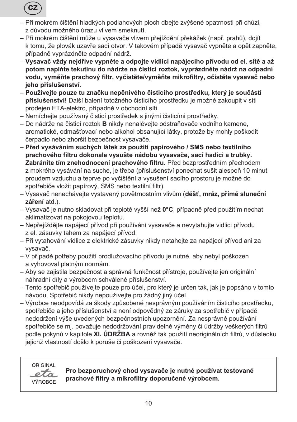ETA Mariner bez exteronu User Manual | Page 10 / 100