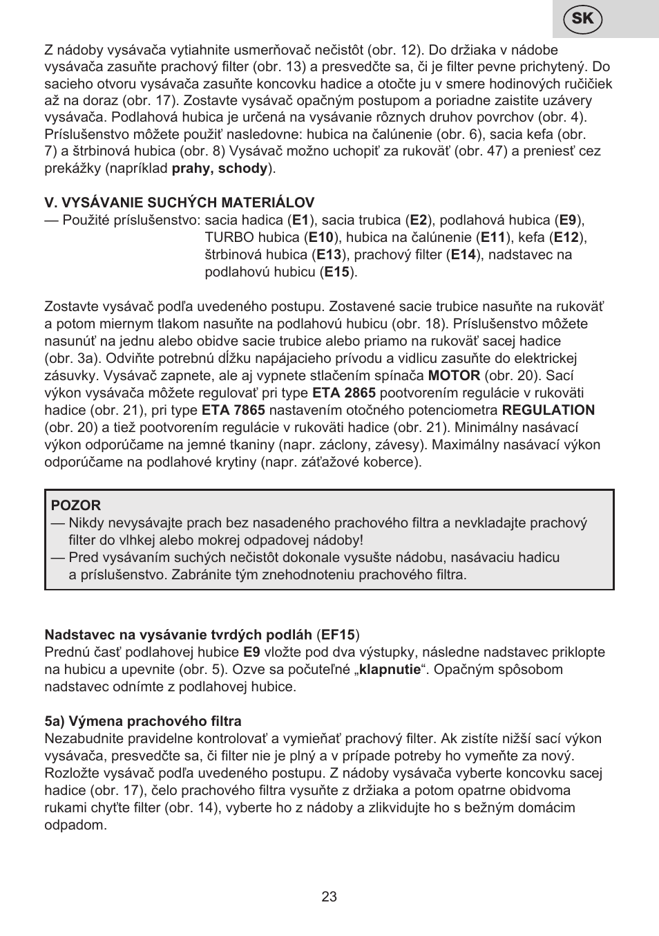 ETA Mariner bez exteronu User Manual | Page 23 / 100