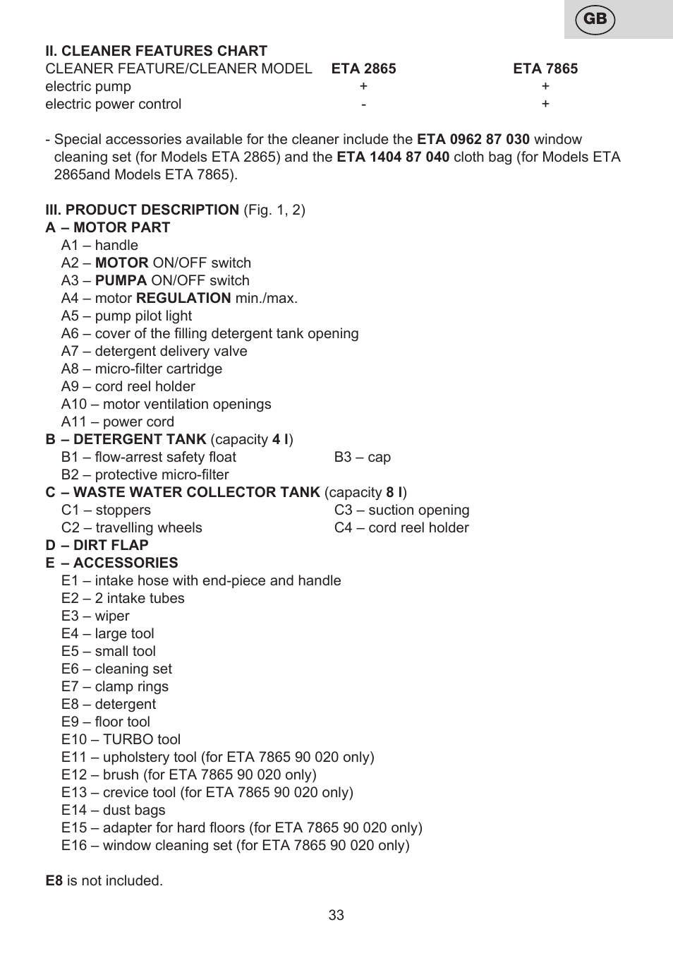 ETA Mariner bez exteronu User Manual | Page 33 / 100