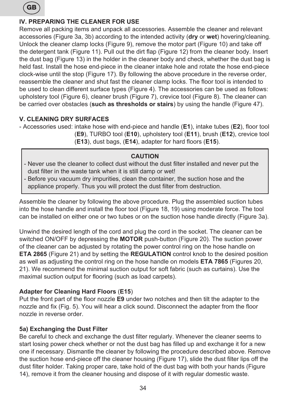ETA Mariner bez exteronu User Manual | Page 34 / 100