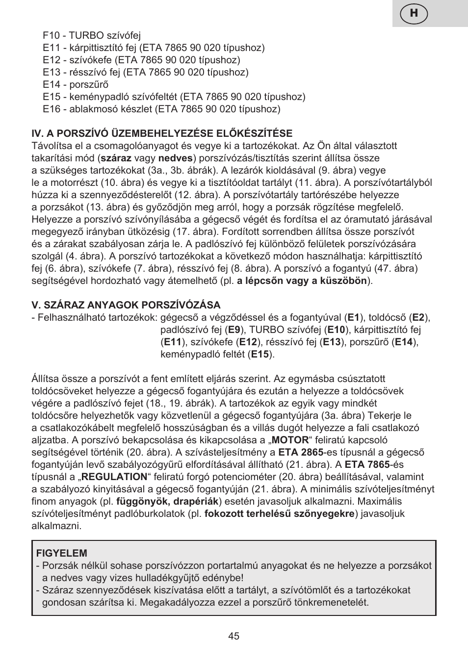 ETA Mariner bez exteronu User Manual | Page 45 / 100