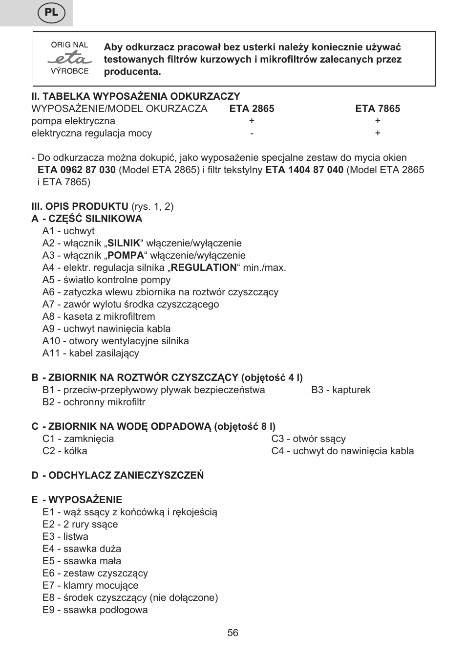 ETA Mariner bez exteronu User Manual | Page 56 / 100