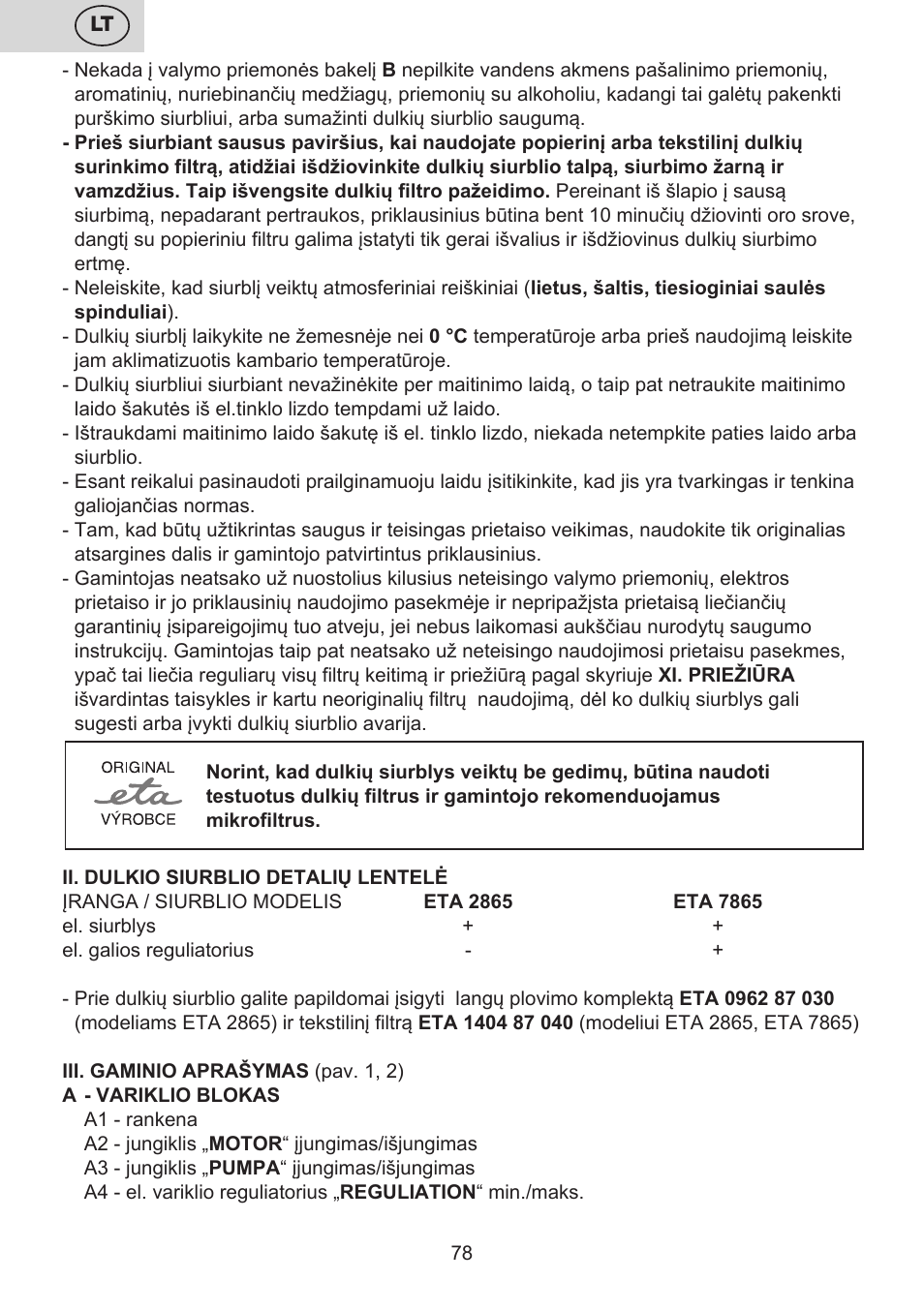 ETA Mariner bez exteronu User Manual | Page 78 / 100