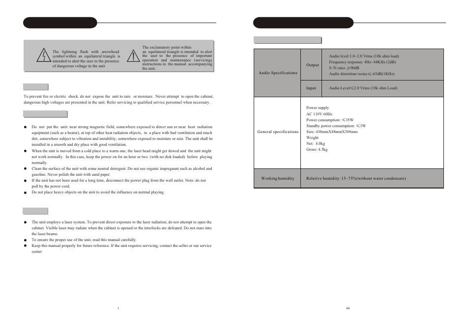 Т³гж 2, Technical specifications, Safety instructions | Curtis DVD2100 User Manual | Page 2 / 24