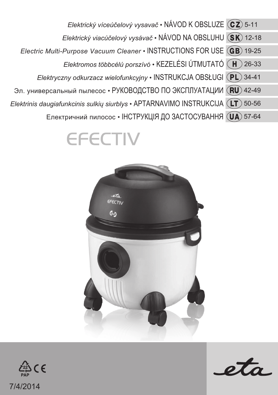 ETA Efektiv User Manual | 68 pages