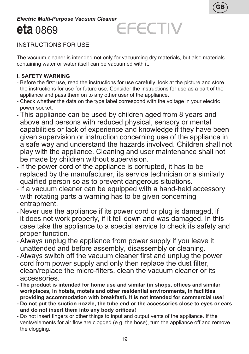 ETA Efektiv User Manual | Page 19 / 68