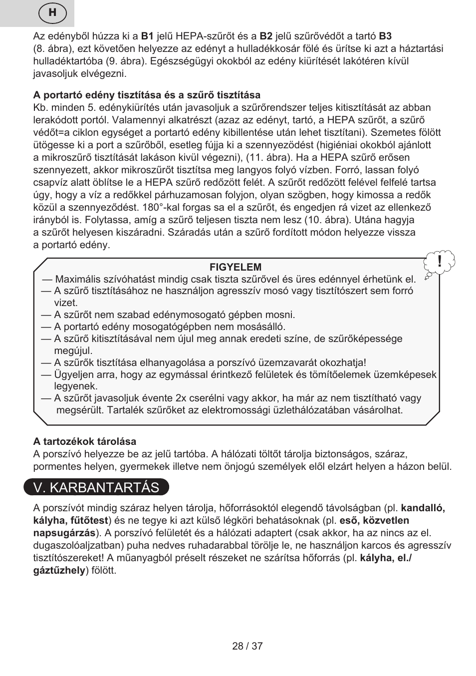 V. karbantartás | ETA Carsha User Manual | Page 28 / 40