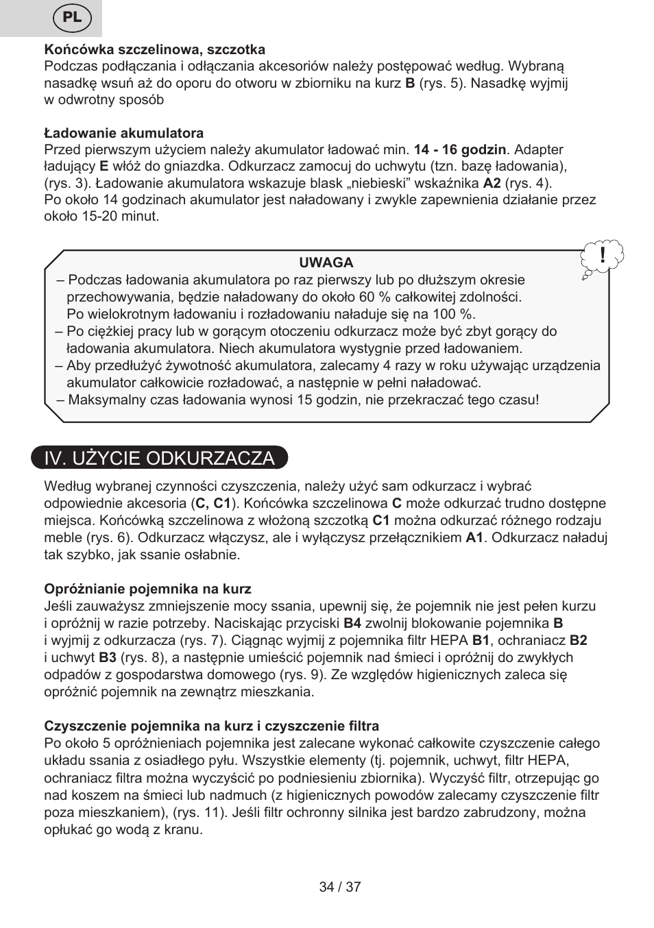 Iv. użycie odkurzacza | ETA Carsha User Manual | Page 34 / 40