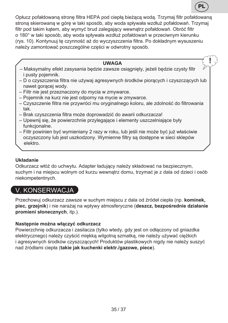 V. konserwacja | ETA Carsha User Manual | Page 35 / 40