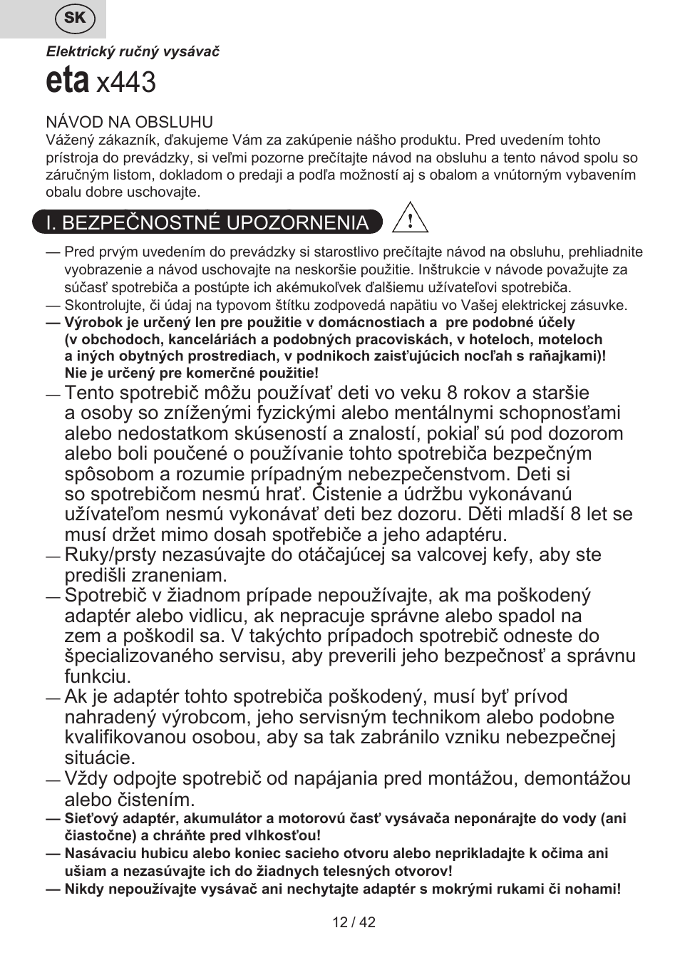 X443 | ETA Elance User Manual | Page 12 / 44