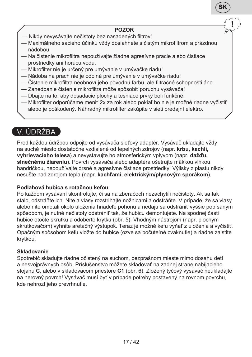 V. údržba | ETA Elance User Manual | Page 17 / 44