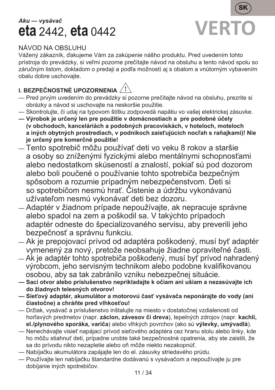 Verto | ETA Verto User Manual | Page 11 / 36