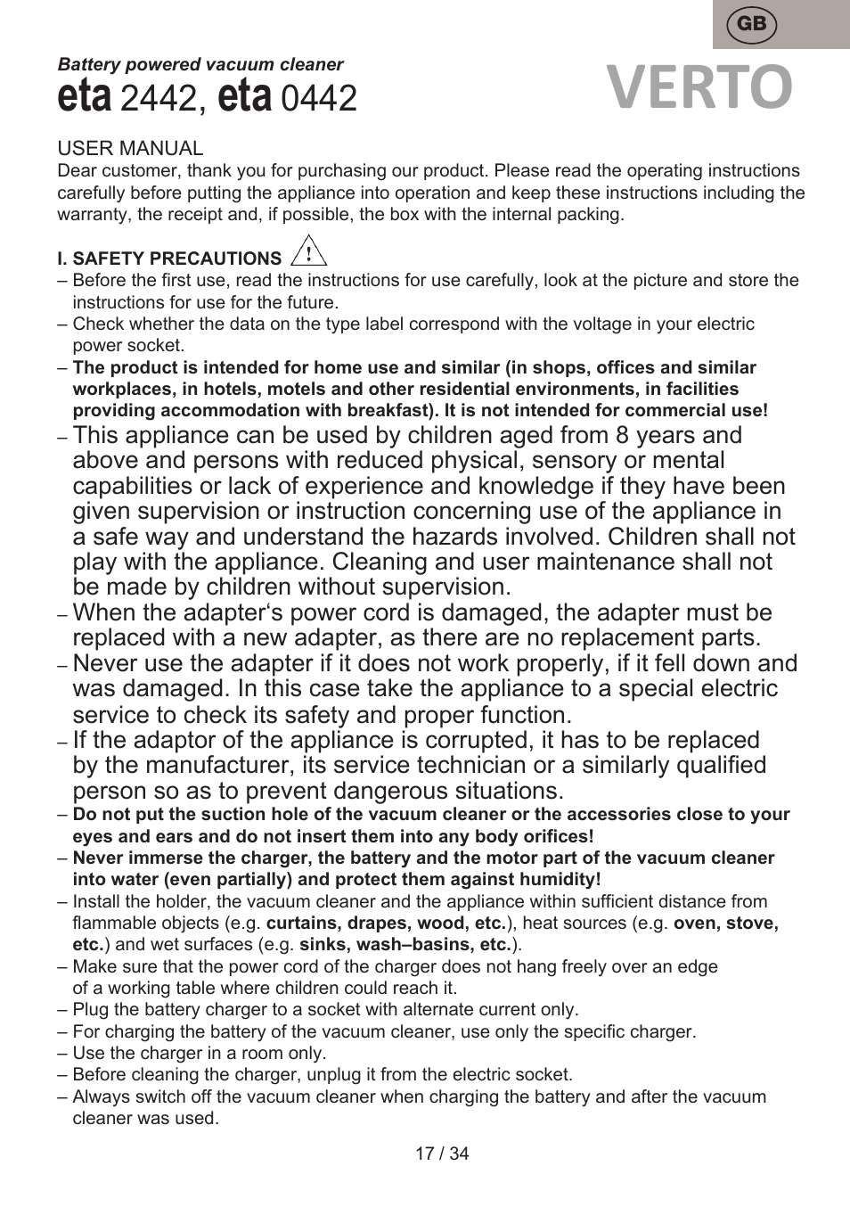 Verto | ETA Verto User Manual | Page 17 / 36