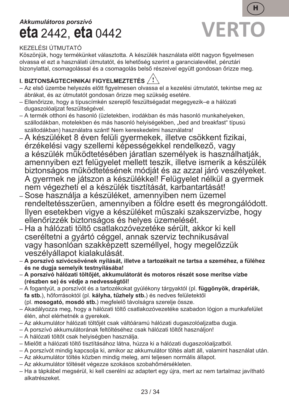 Verto | ETA Verto User Manual | Page 23 / 36