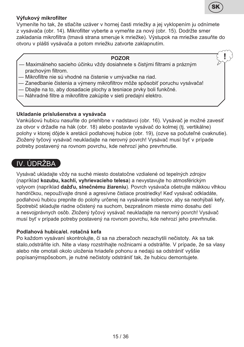 Iv. údržba | ETA Sting User Manual | Page 15 / 40