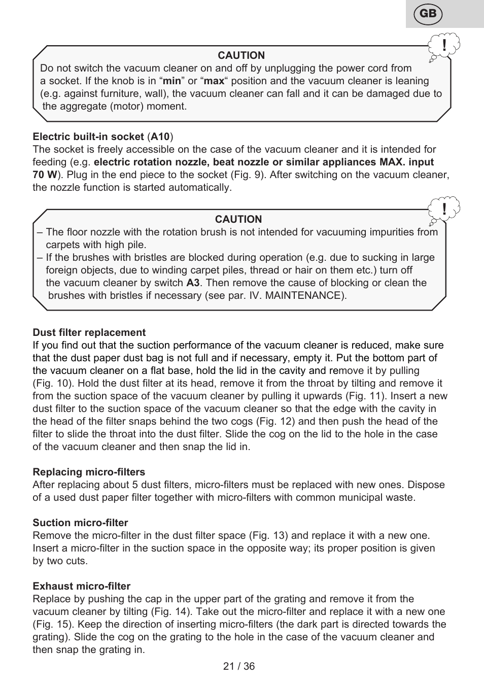 ETA Sting User Manual | Page 21 / 40