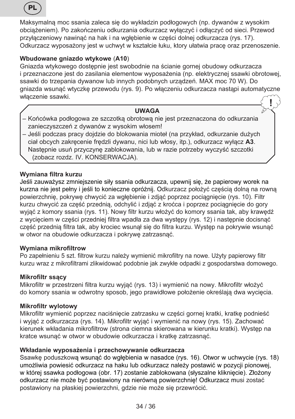 ETA Sting User Manual | Page 34 / 40