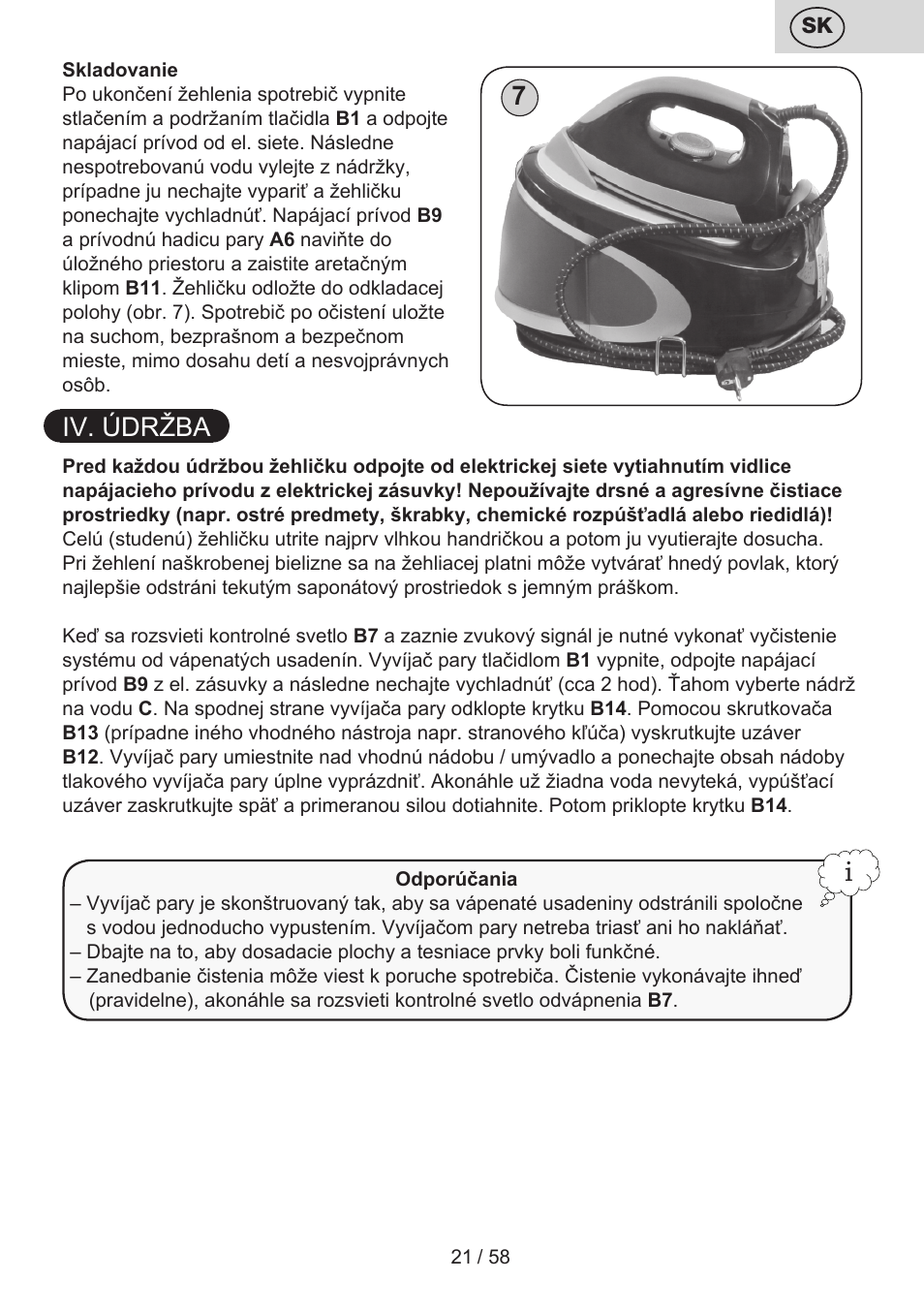 Iv. údržba | ETA Tonale User Manual | Page 21 / 60