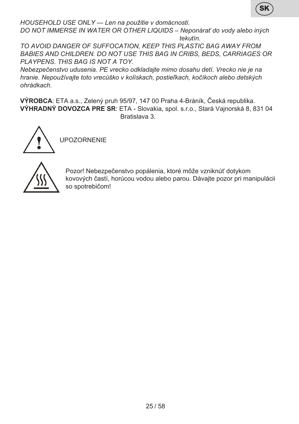 ETA Tonale User Manual | Page 25 / 60