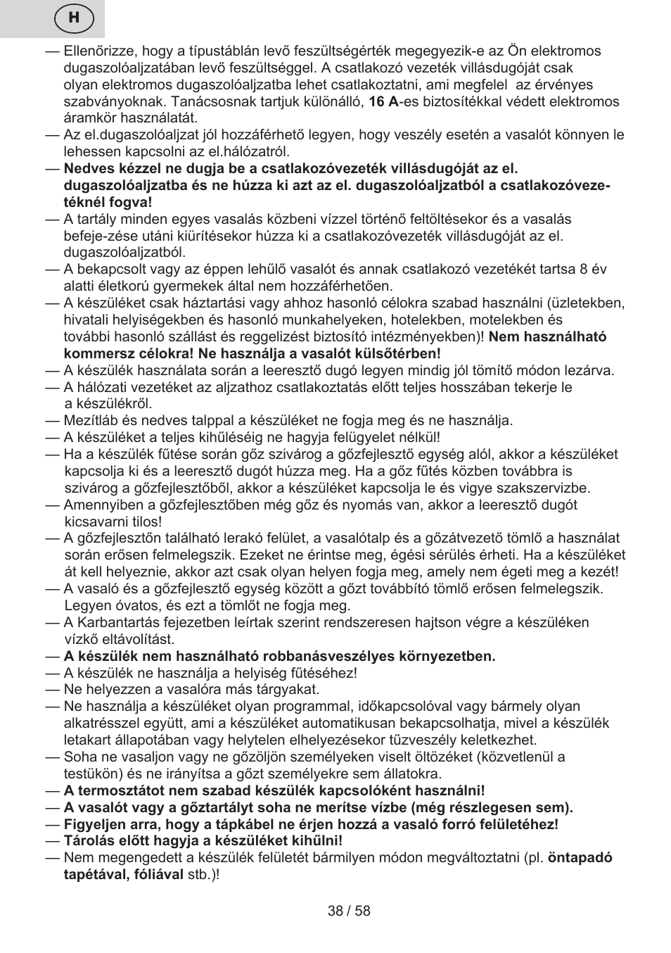 ETA Tonale User Manual | Page 38 / 60
