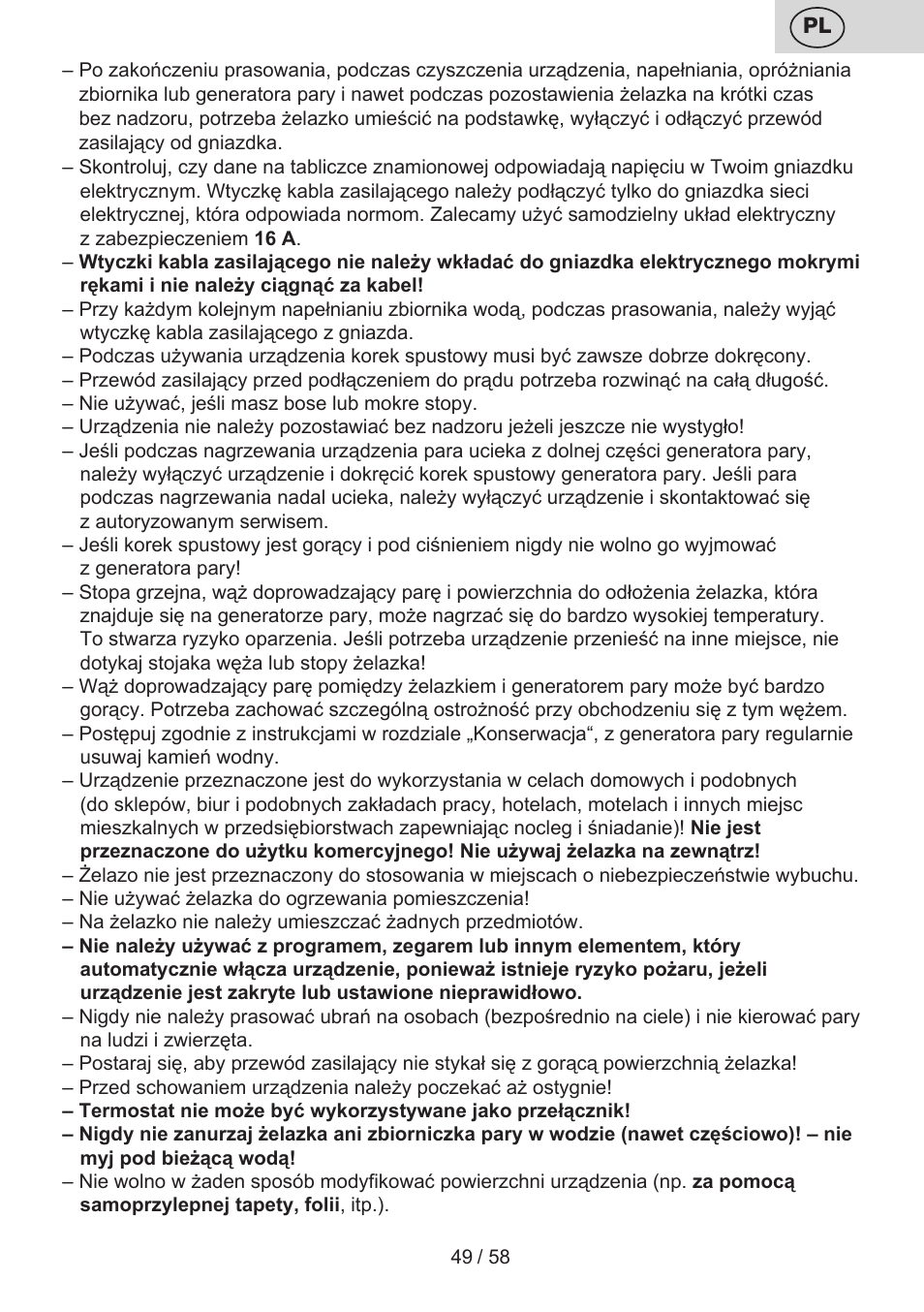 ETA Tonale User Manual | Page 49 / 60