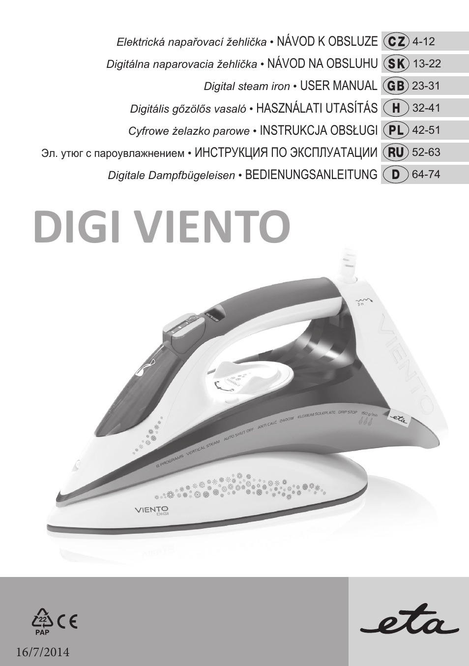 ETA Digi Viento User Manual | 76 pages