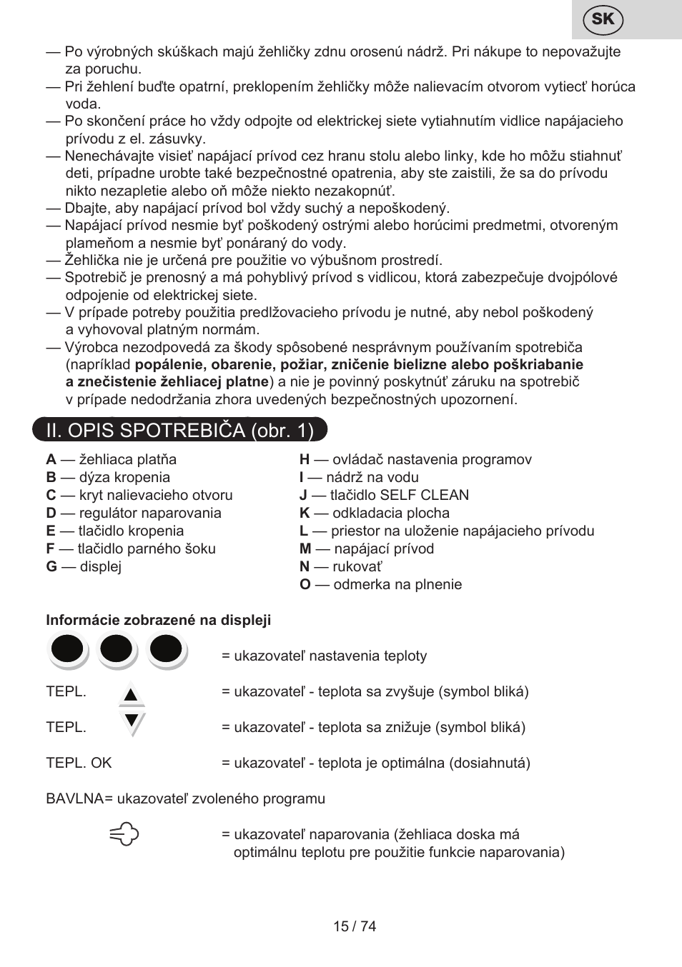 Ii. opis spotrebiča (obr. 1) | ETA Digi Viento User Manual | Page 15 / 76