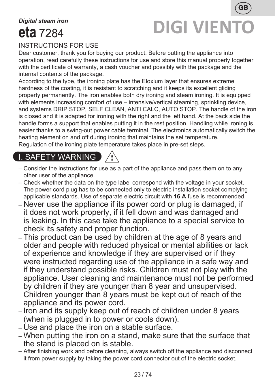 Digi viento | ETA Digi Viento User Manual | Page 23 / 76