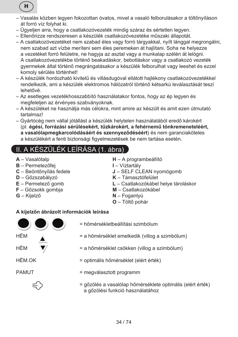 Ii. a készülék leírása (1. ábra) | ETA Digi Viento User Manual | Page 34 / 76