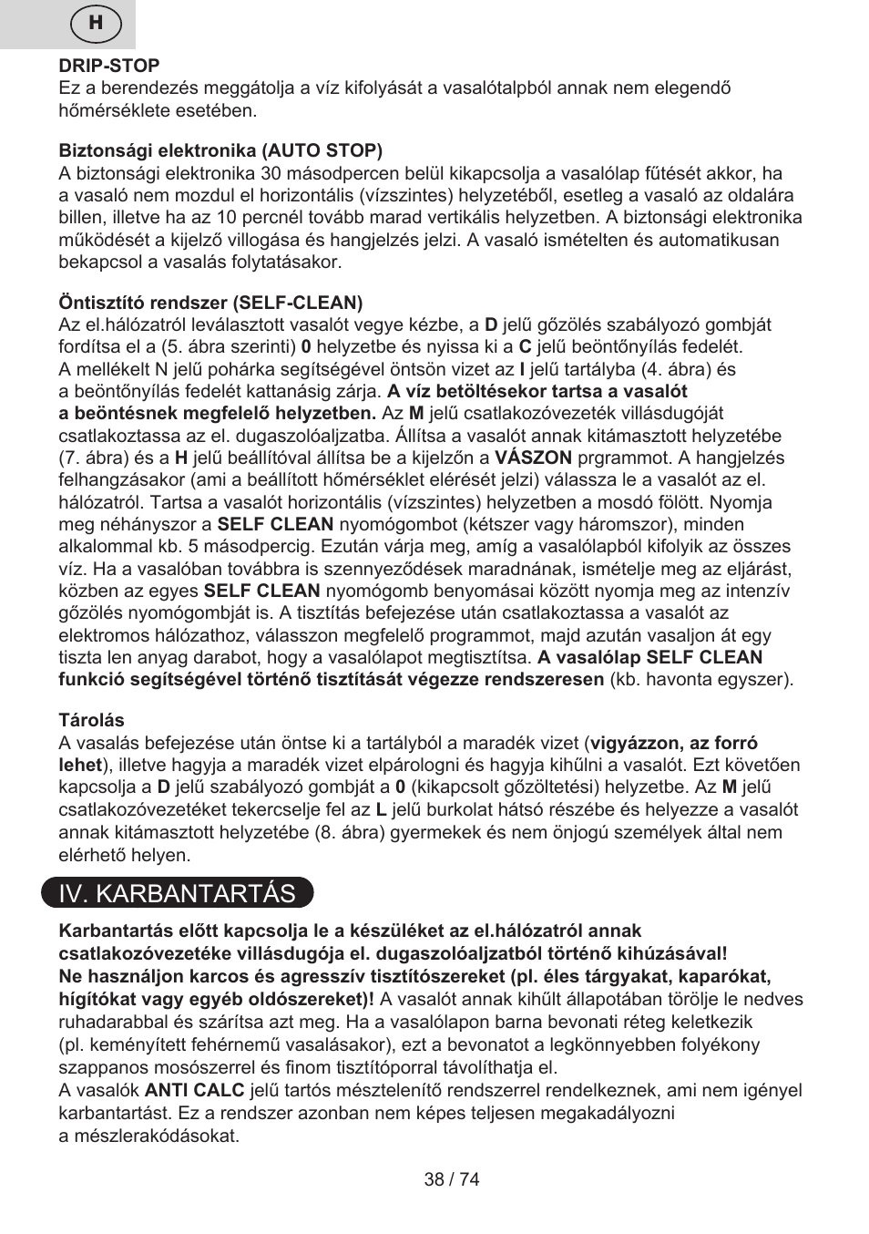 Iv. karbantartás | ETA Digi Viento User Manual | Page 38 / 76