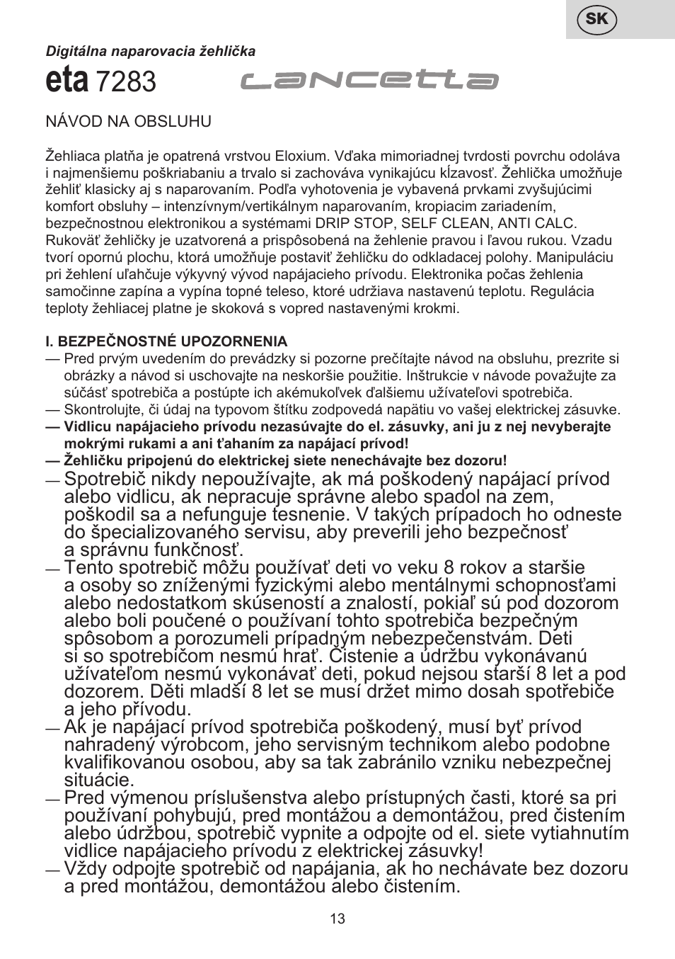 ETA Digi Lancetta User Manual | Page 13 / 92