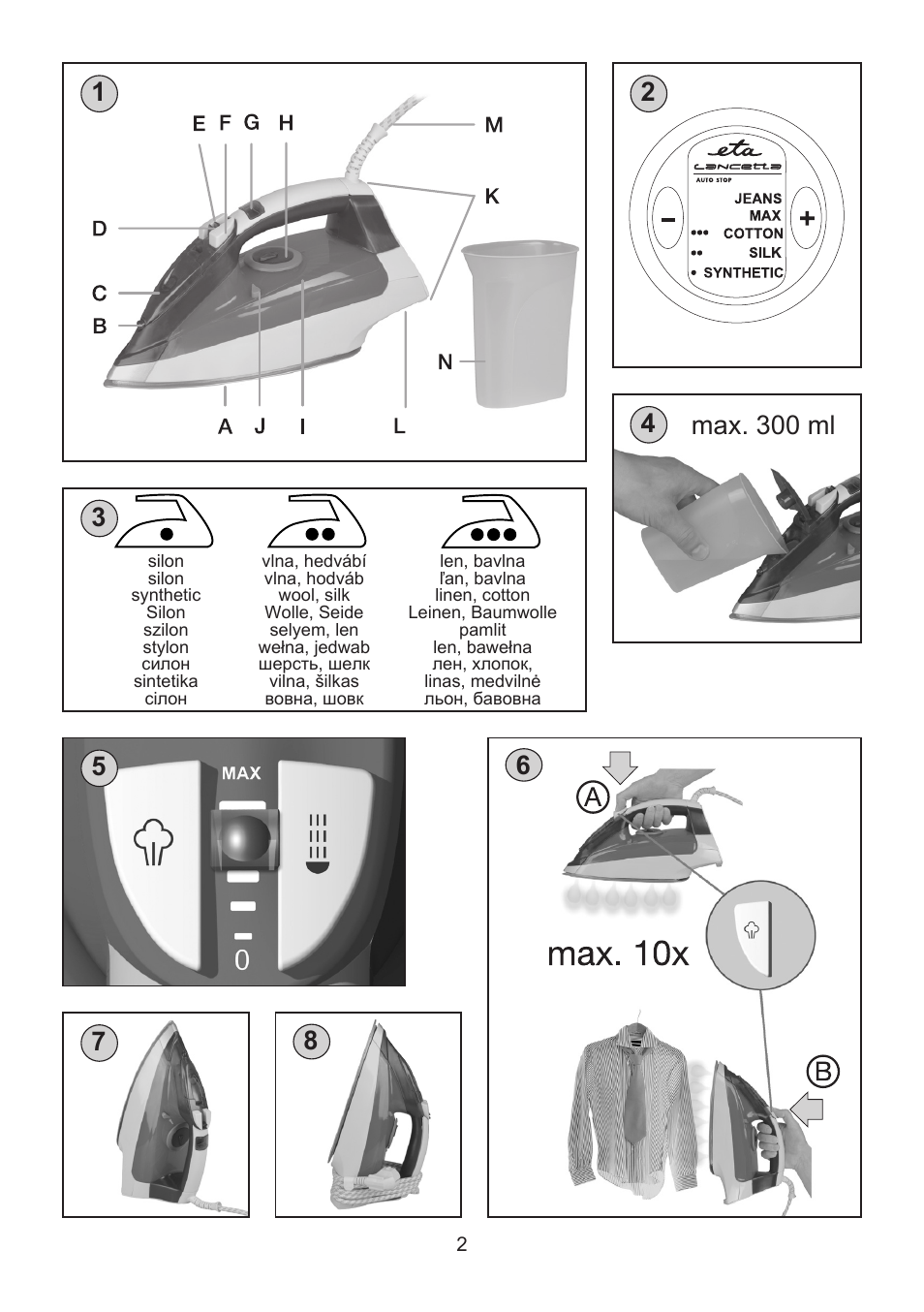 Max. 300 ml | ETA Digi Lancetta User Manual | Page 2 / 92