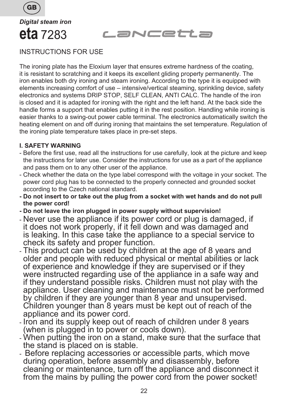 ETA Digi Lancetta User Manual | Page 22 / 92