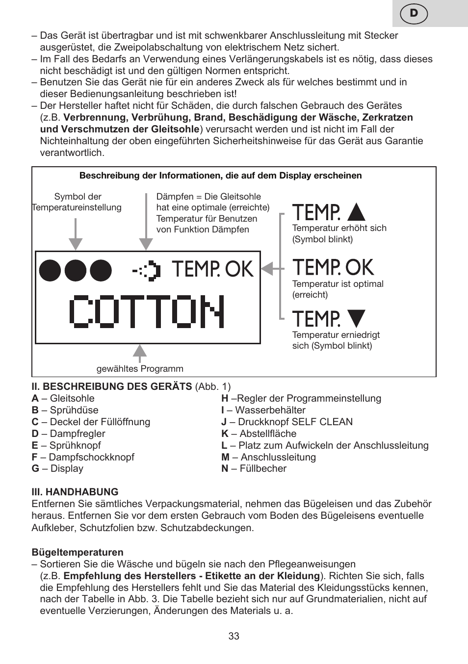 Temp. ok | ETA Digi Lancetta User Manual | Page 33 / 92