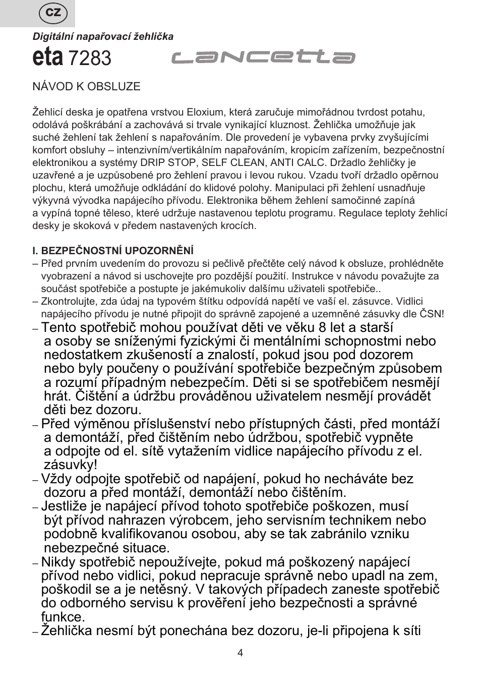 ETA Digi Lancetta User Manual | Page 4 / 92
