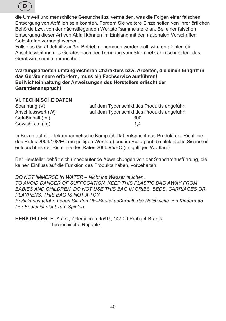 ETA Digi Lancetta User Manual | Page 40 / 92