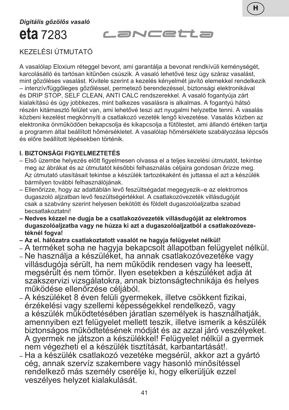ETA Digi Lancetta User Manual | Page 41 / 92