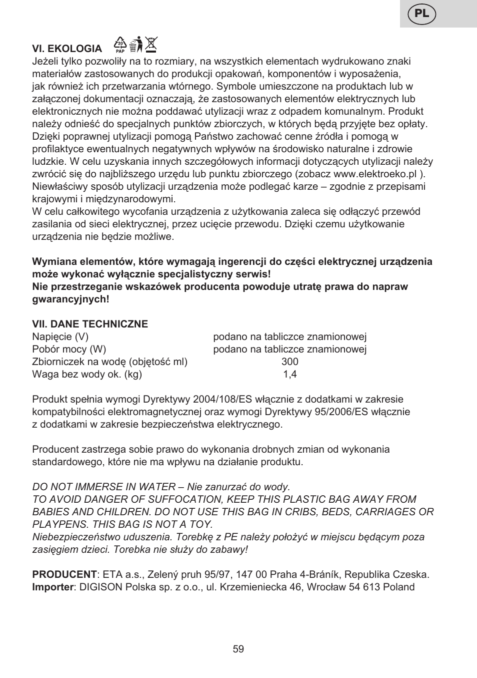 ETA Digi Lancetta User Manual | Page 59 / 92