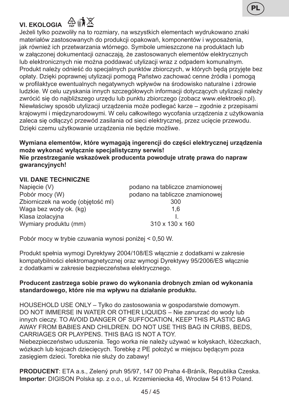 ETA Viento User Manual | Page 45 / 48