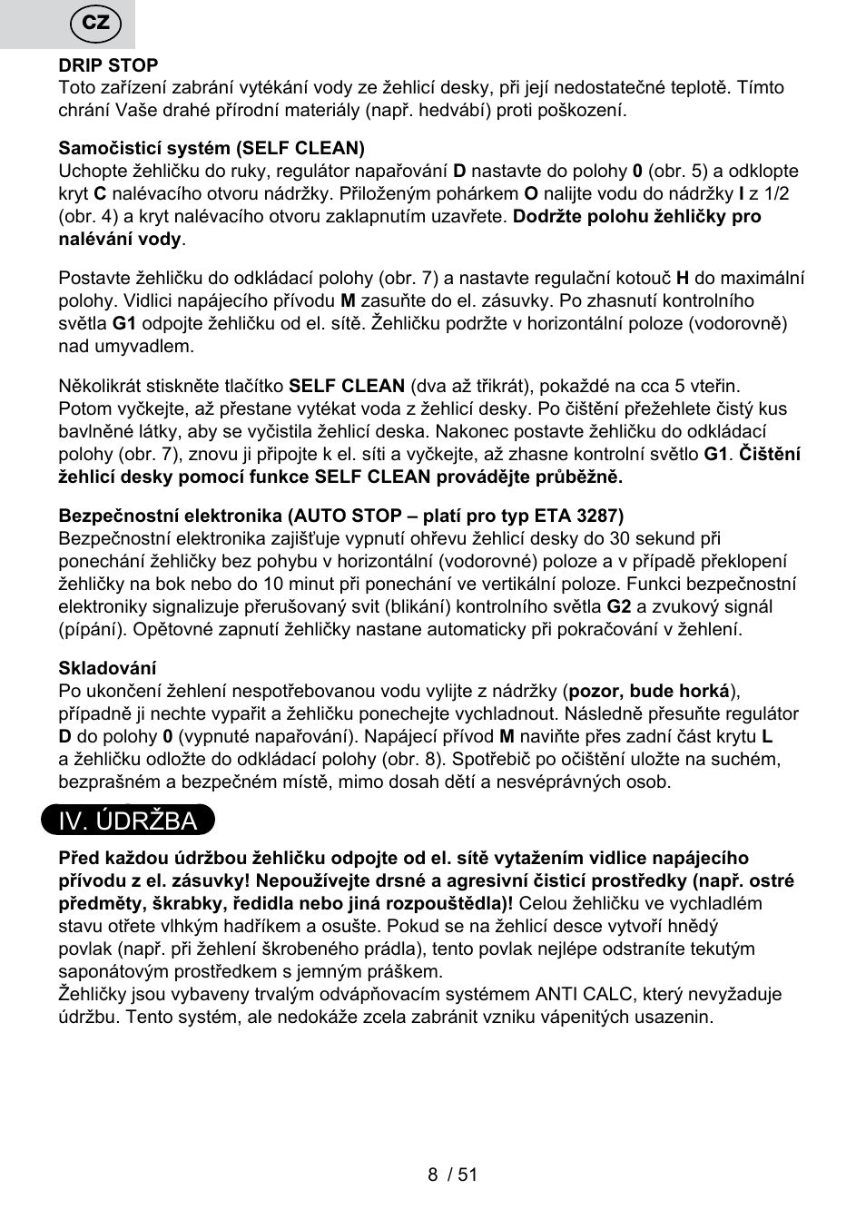 Iv. údržba | ETA Maesta User Manual | Page 8 / 56