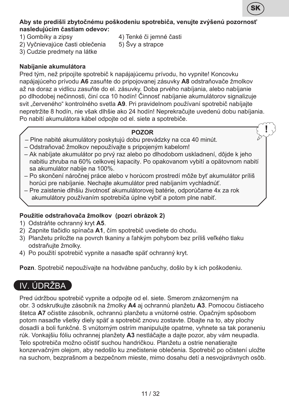 Iv. údržba | ETA Linty User Manual | Page 11 / 36