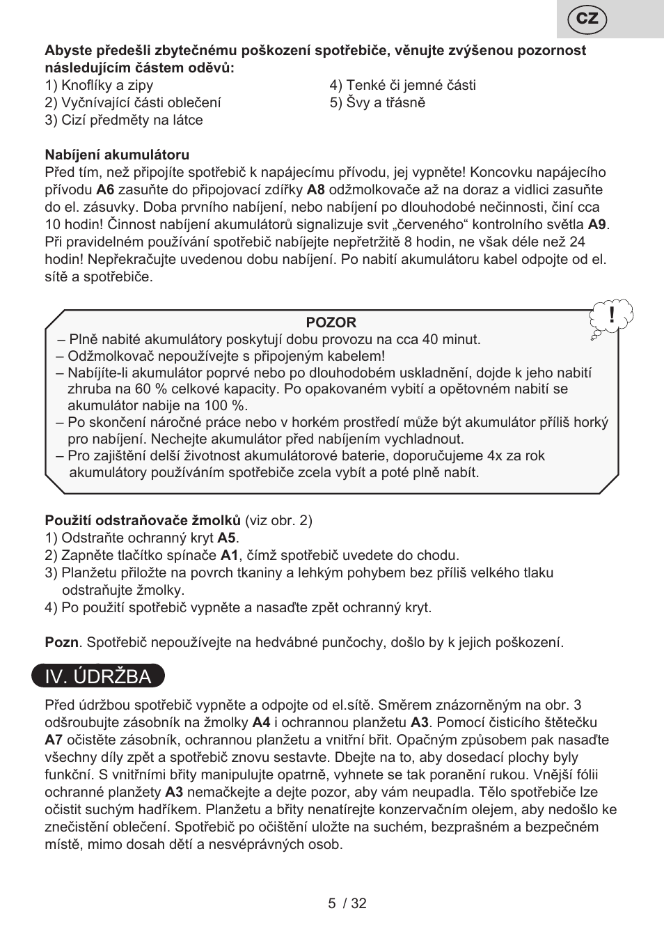 Iv. údržba | ETA Linty User Manual | Page 5 / 36