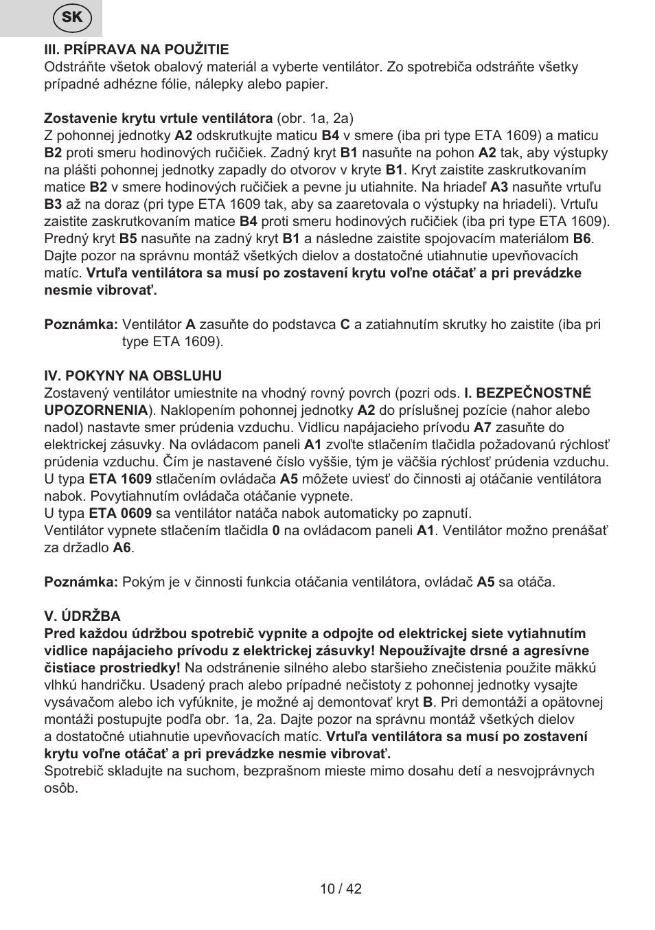 ETA 0609 User Manual | Page 10 / 44