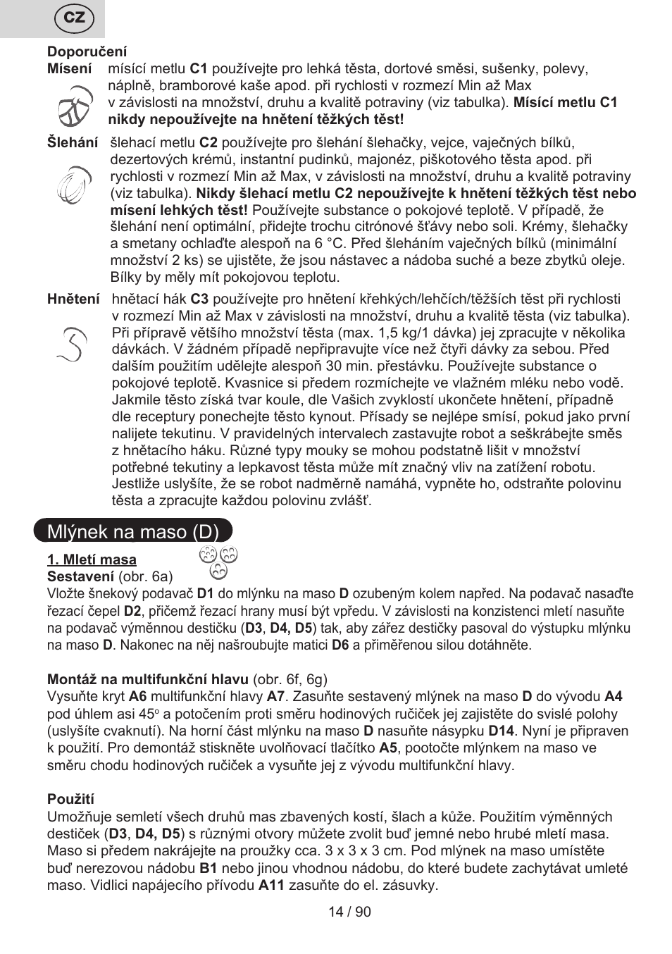 Mlýnek na maso (d) | ETA Gratus Maxipasta User Manual | Page 14 / 92