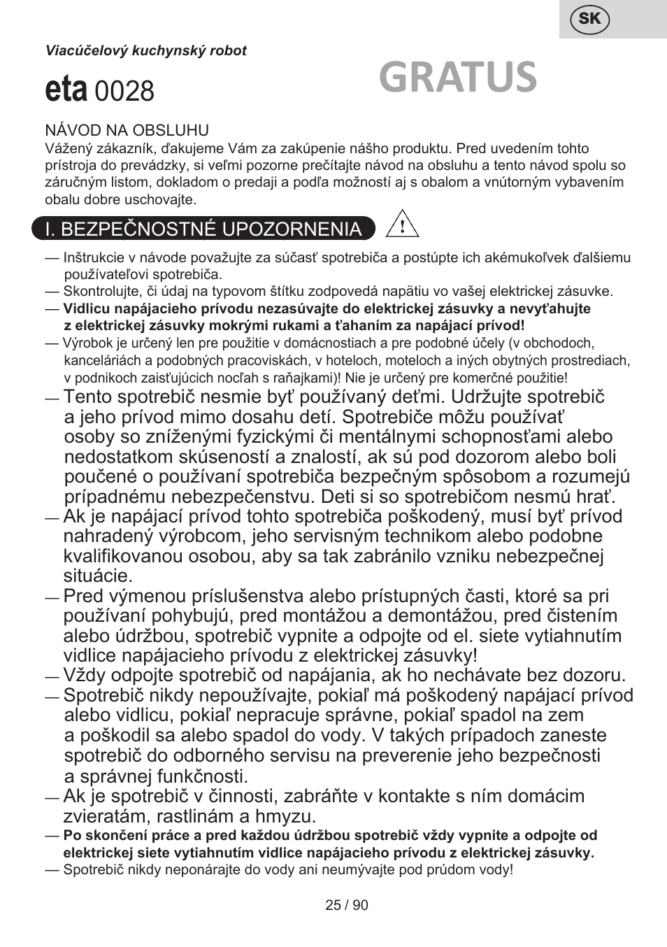 Gratus | ETA Gratus Maxipasta User Manual | Page 25 / 92